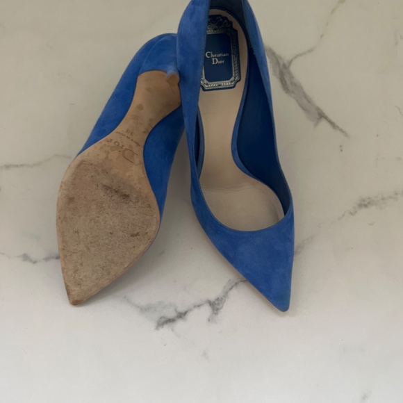Christian Dior Blue Suede Pointed Heels - Picture 3 of 4